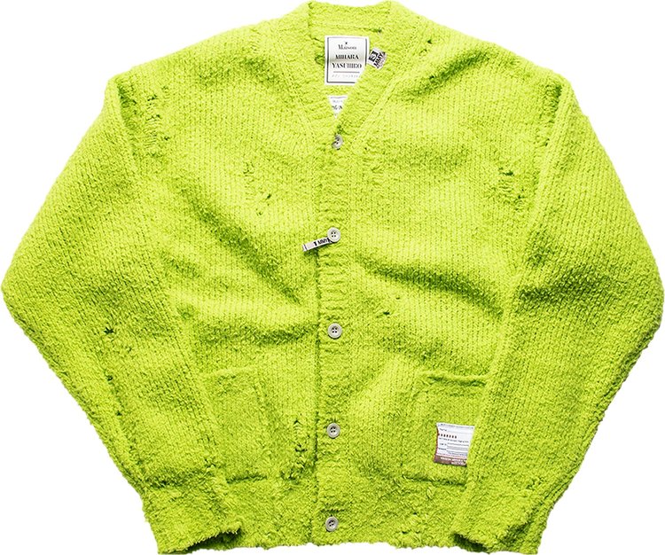 Maison Mihara Yasuhiro Distressed Knit Cardigan 'Neon Green'
