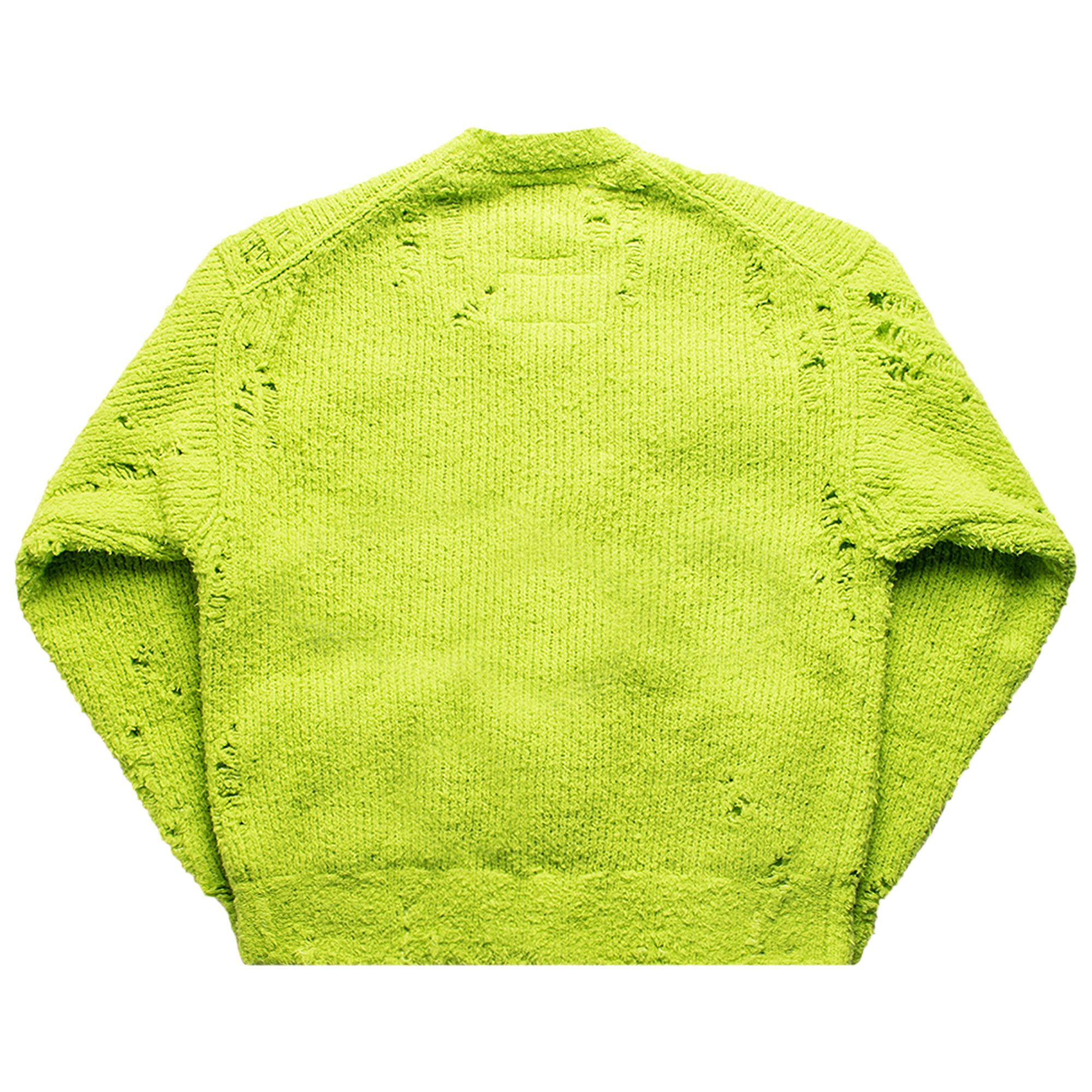 Buy Maison Mihara Yasuhiro Distressed Knit Cardigan 'Neon