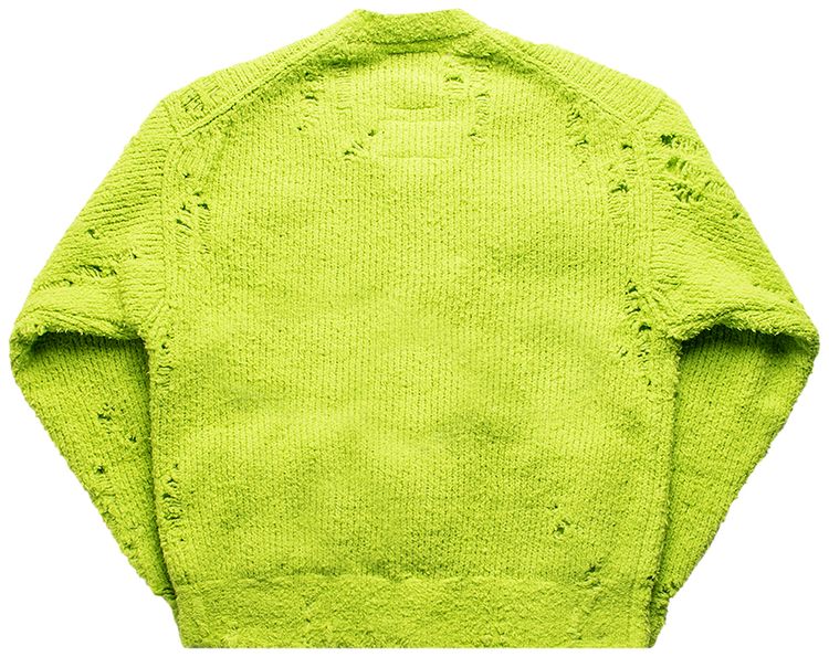 Maison Mihara Yasuhiro Distressed Knit Cardigan Neon Green