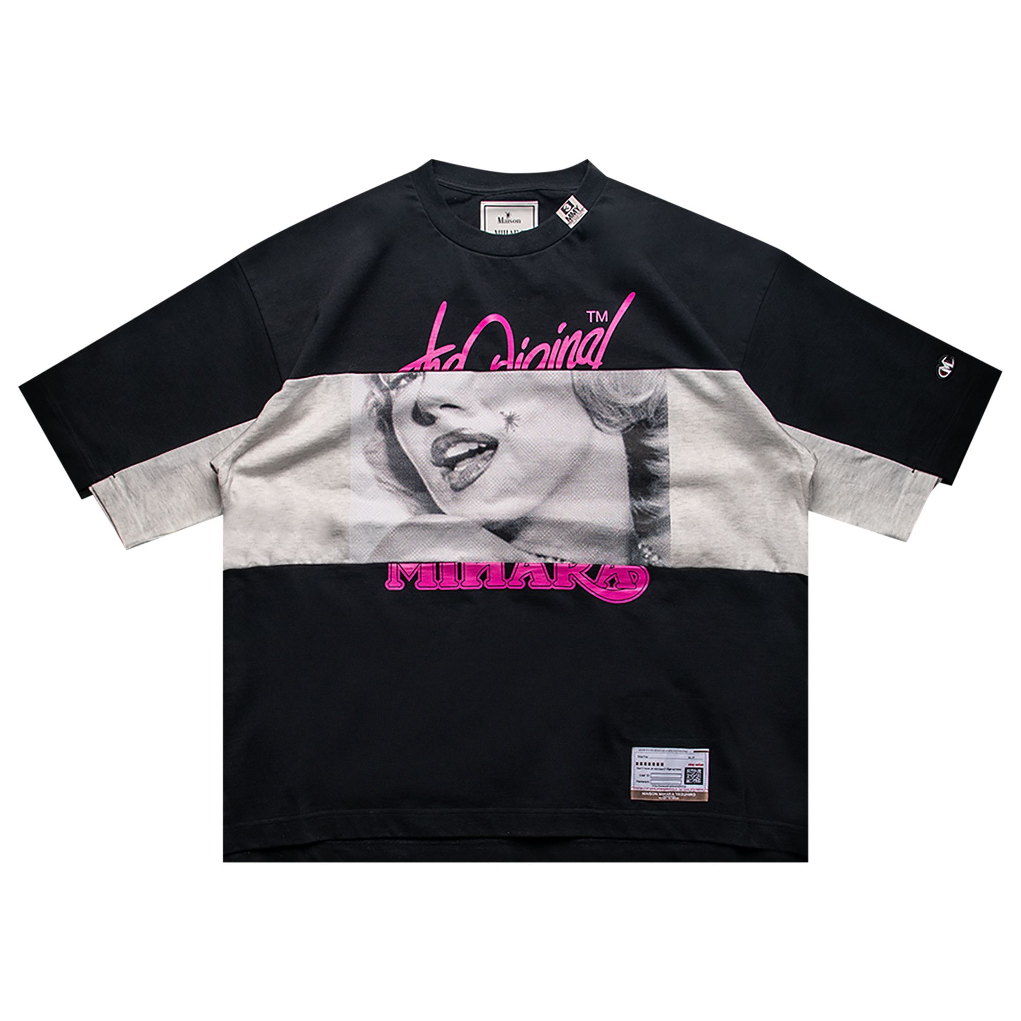 Maison Mihara Yasuhiro slogan-embroidered cropped shirt - Black