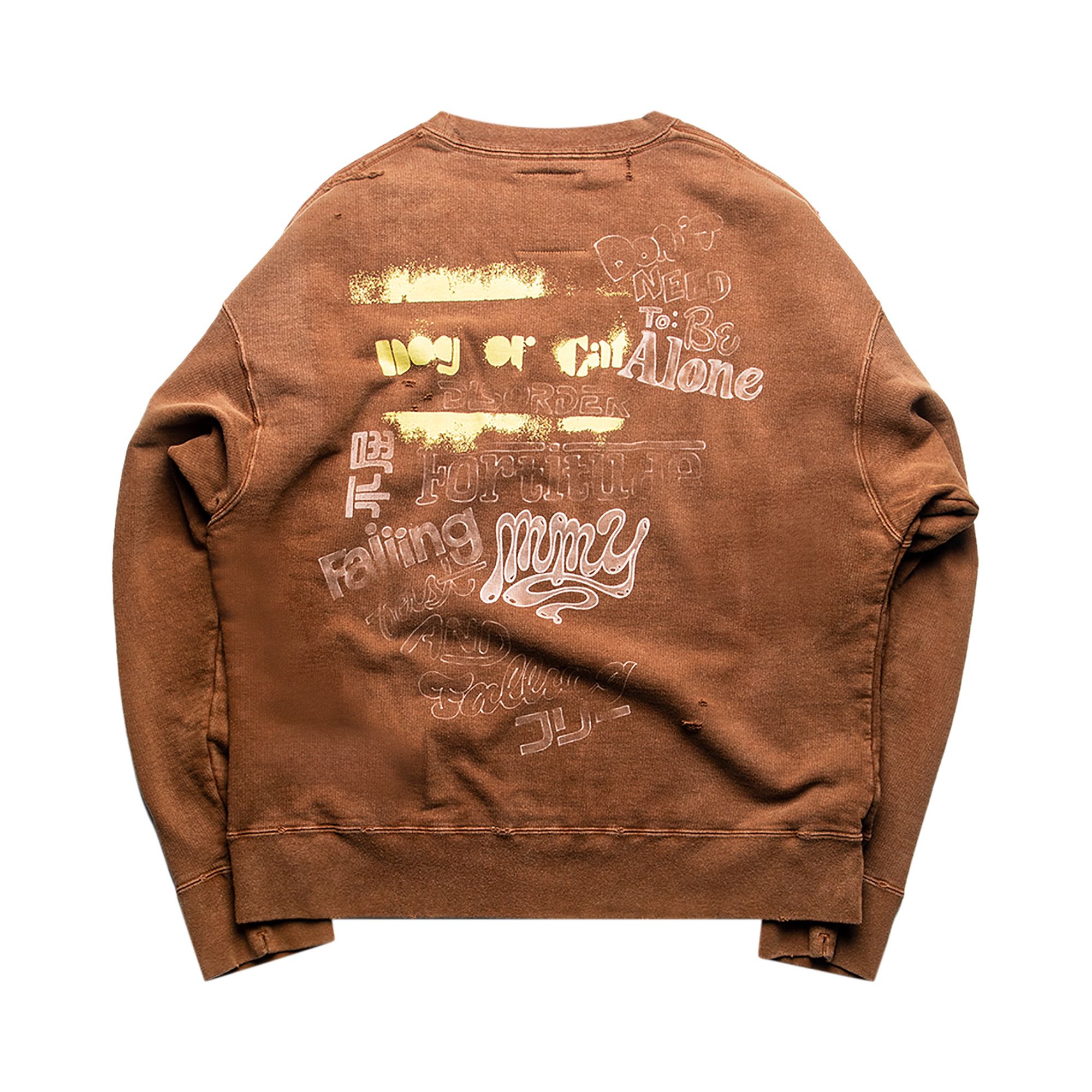 Size 46 Maison Mihara Yasuhiro Distressed Graffiti Pullover 'Brown'