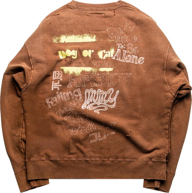 Maison Mihara Yasuhiro Distressed Graffiti Pullover Brown