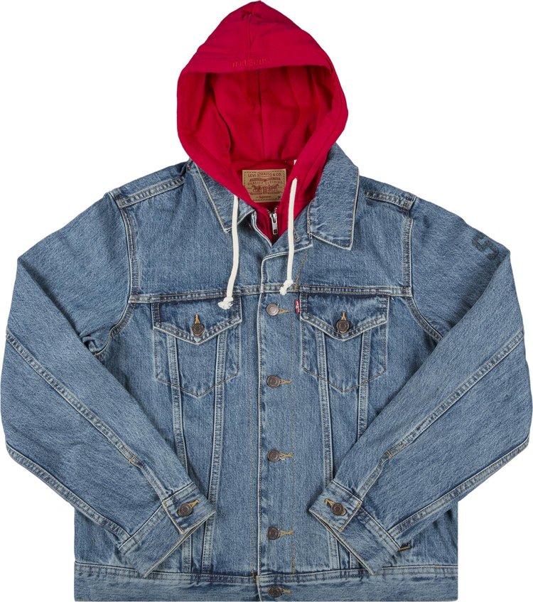 Supreme x Levi's Fleece Hood Trucker Jacket 'Blue' | GOAT
