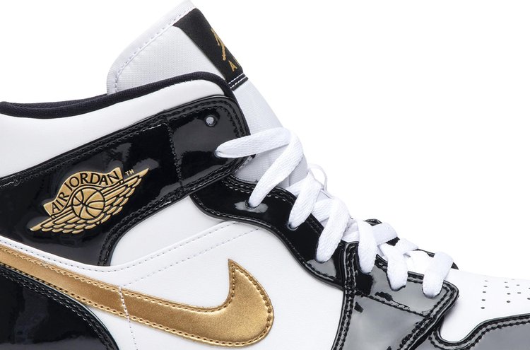 Air Jordan 1 Mid Patent SE Black Gold