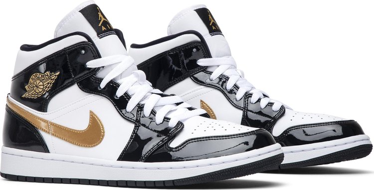 Air Jordan 1 Mid Patent SE Black Gold