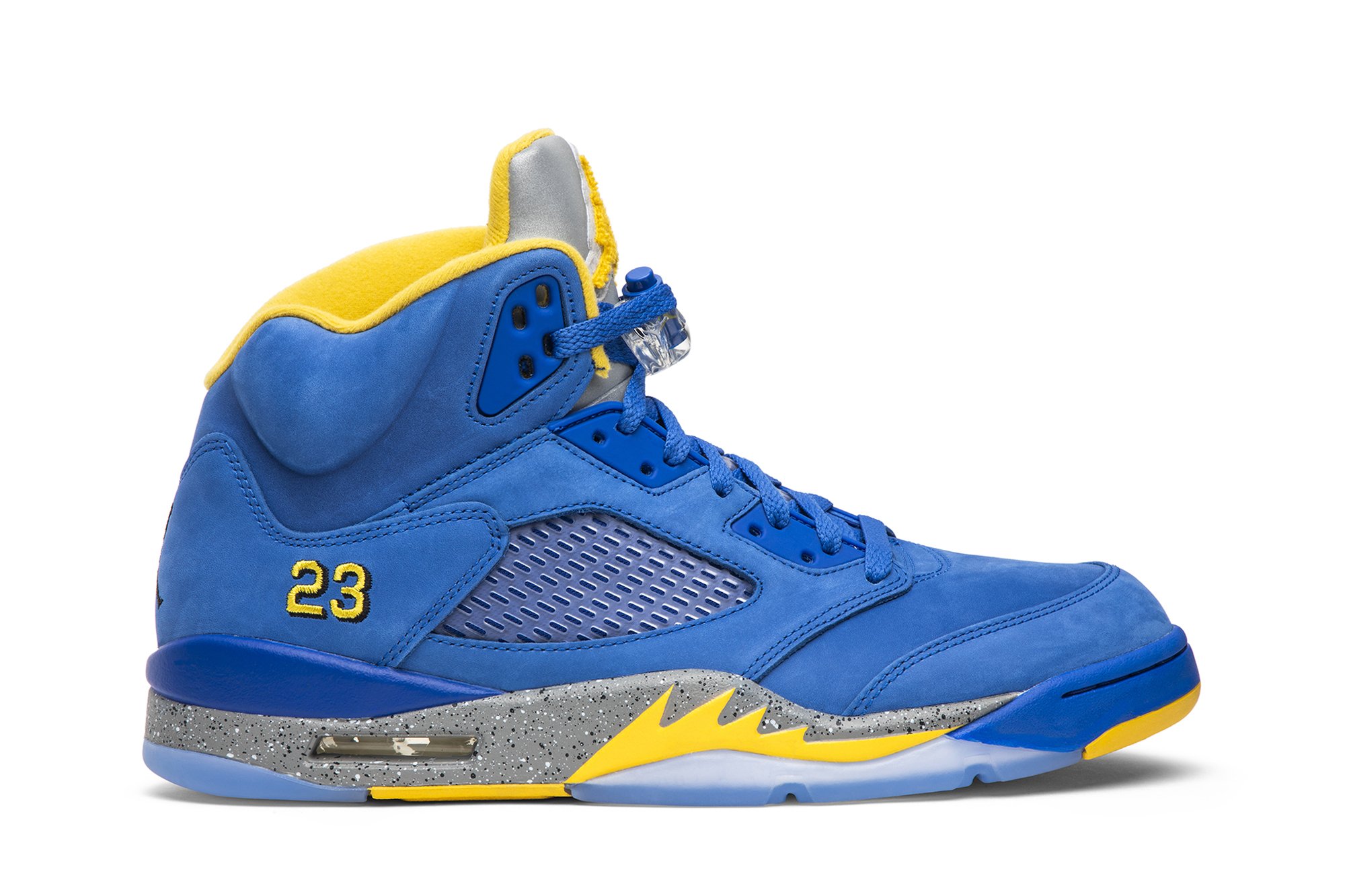 blue and yellow 5 jordans