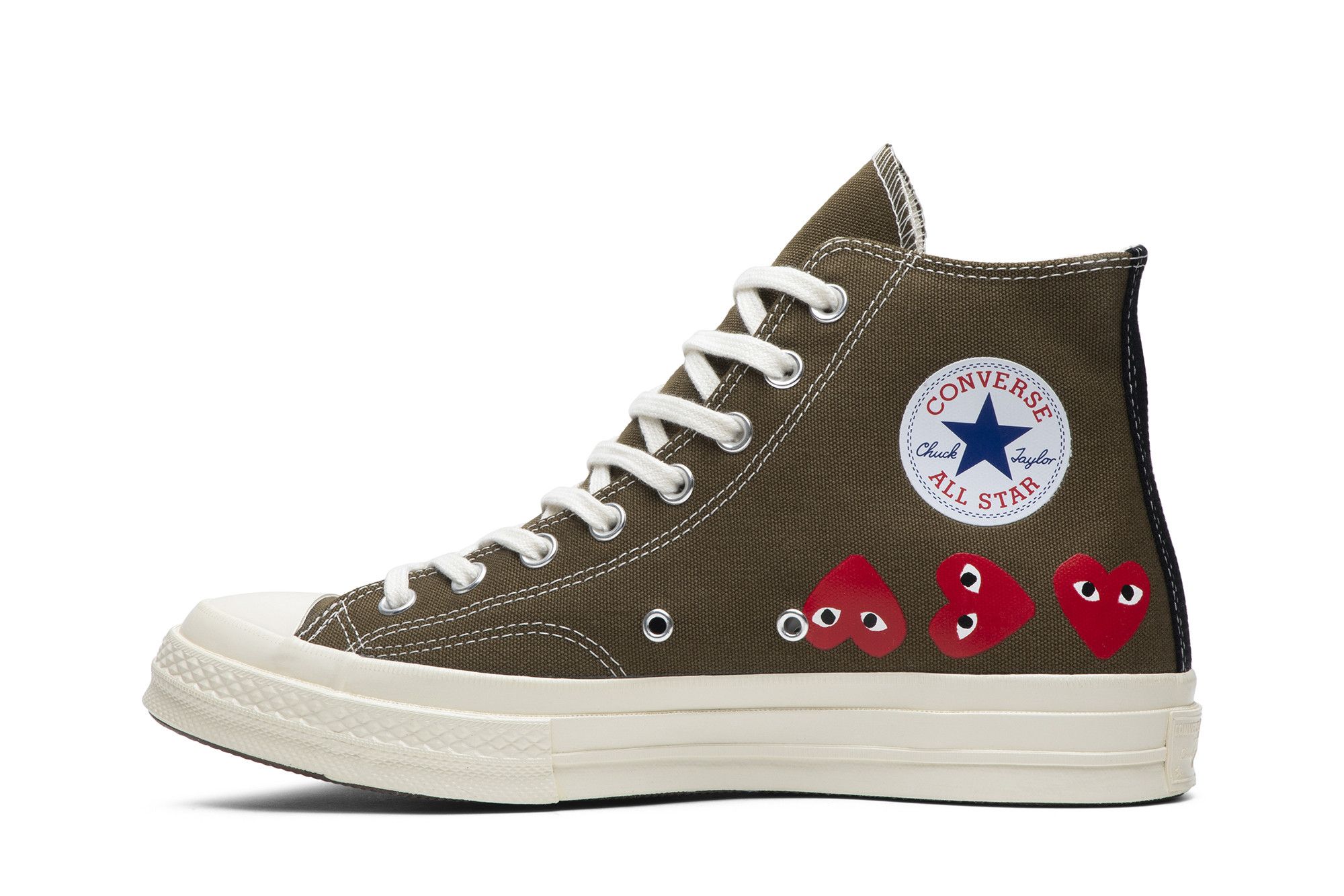 Size 12.0 Comme des Garcons Play x Chuck 70 Hi Top Multi Heart