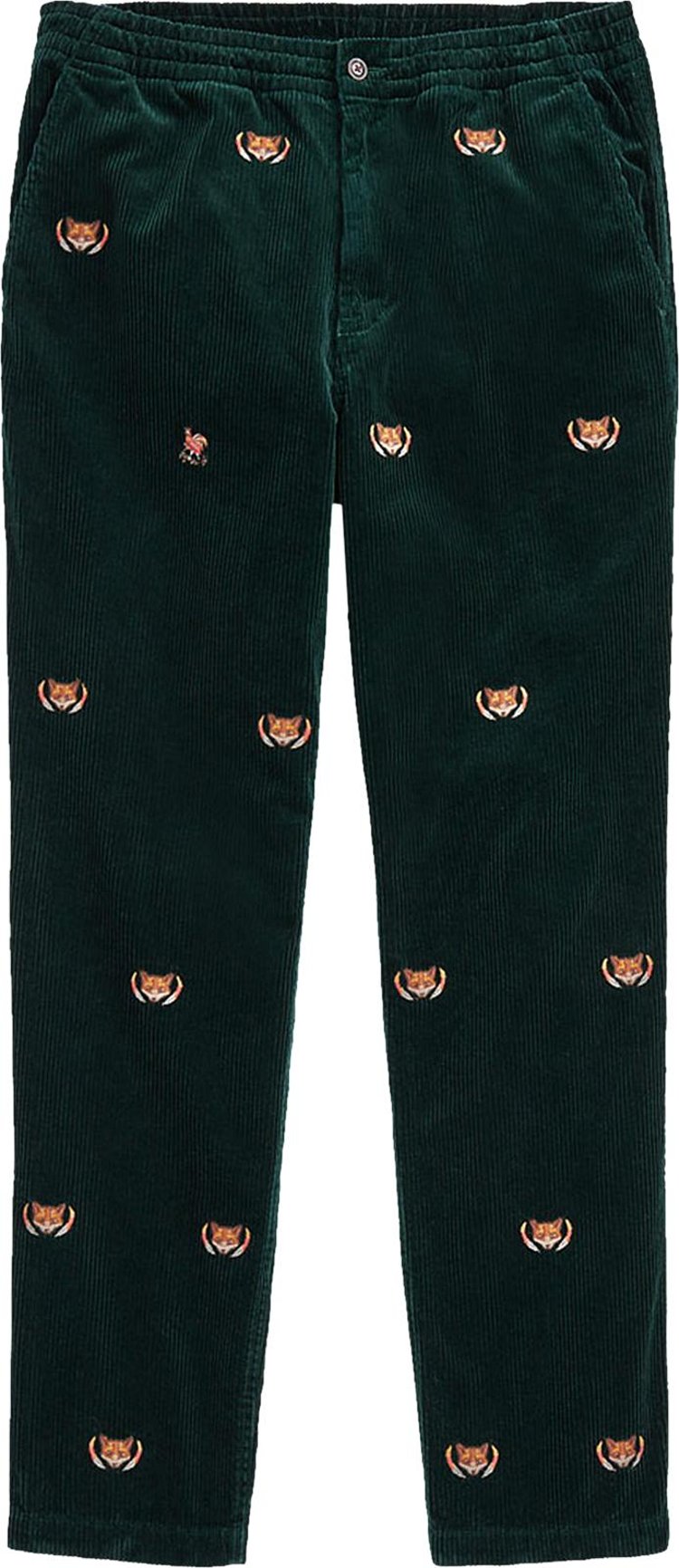 Polo Ralph Lauren Prepster Classic Fit Corduroy Flat Front Pant With All Over Embroidery 'College Green'