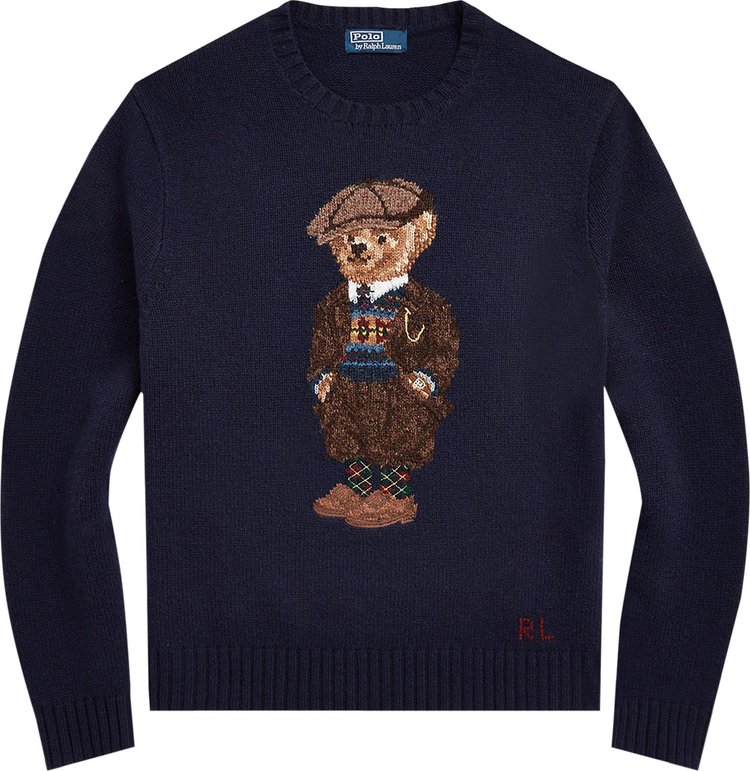 Polo Ralph Lauren Wool Blend Polo Heritage Bear Crewneck Sweater 'Bear Navy'