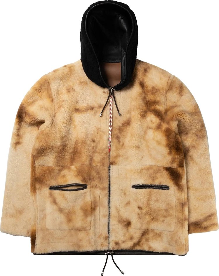 Aries Reversible Sheepskin Jacket With Contrast Hood TobaccoBlack