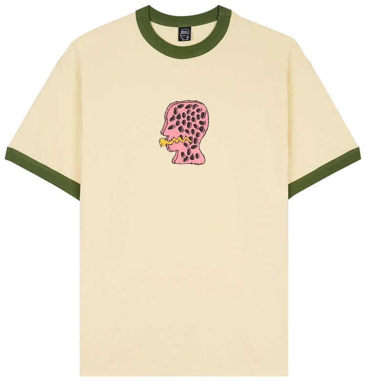 Brain Dead Mouthworm Short Sleeve Ringer Tee Cream