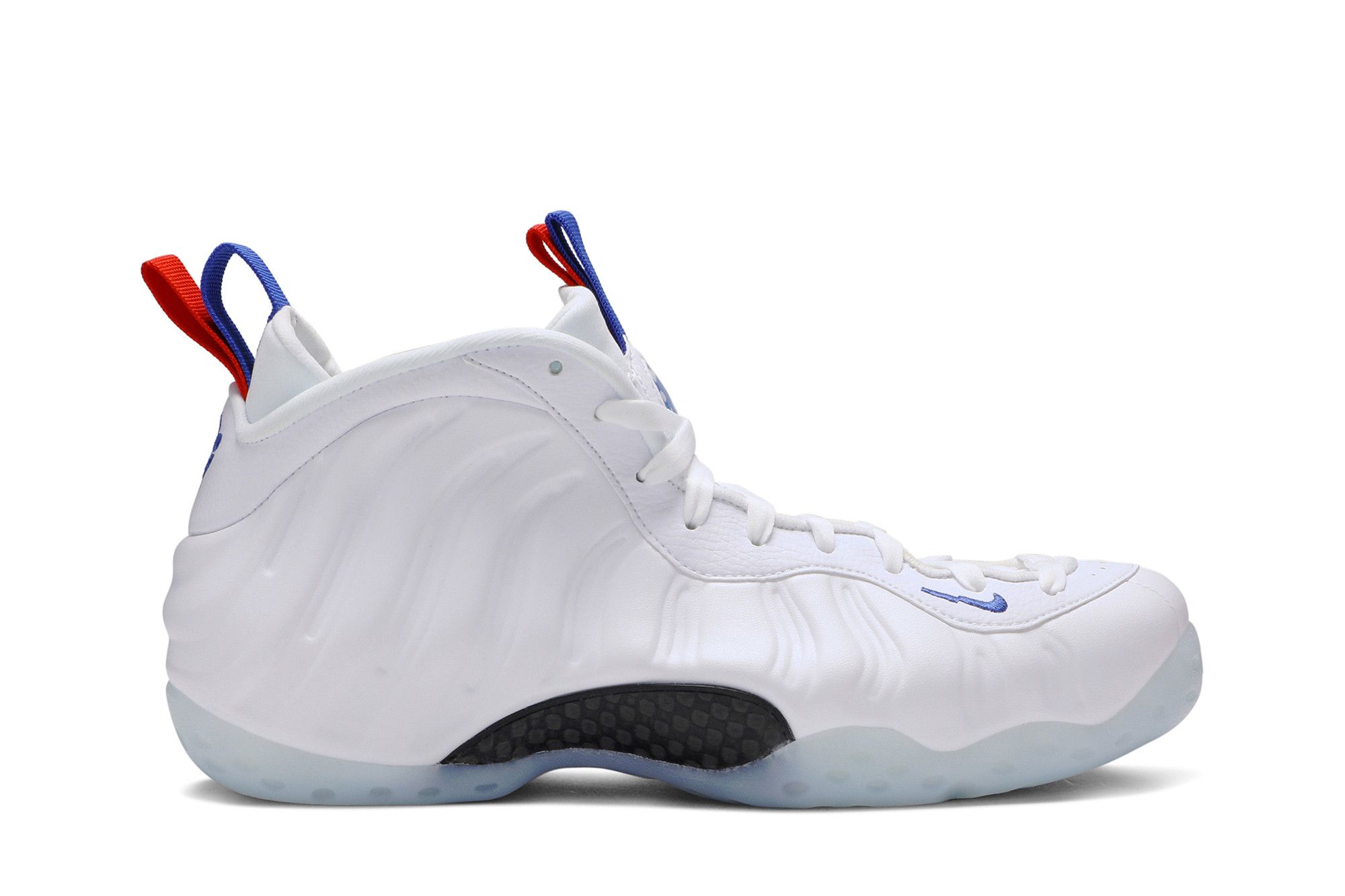 Nike foamposite red on sale white and blue
