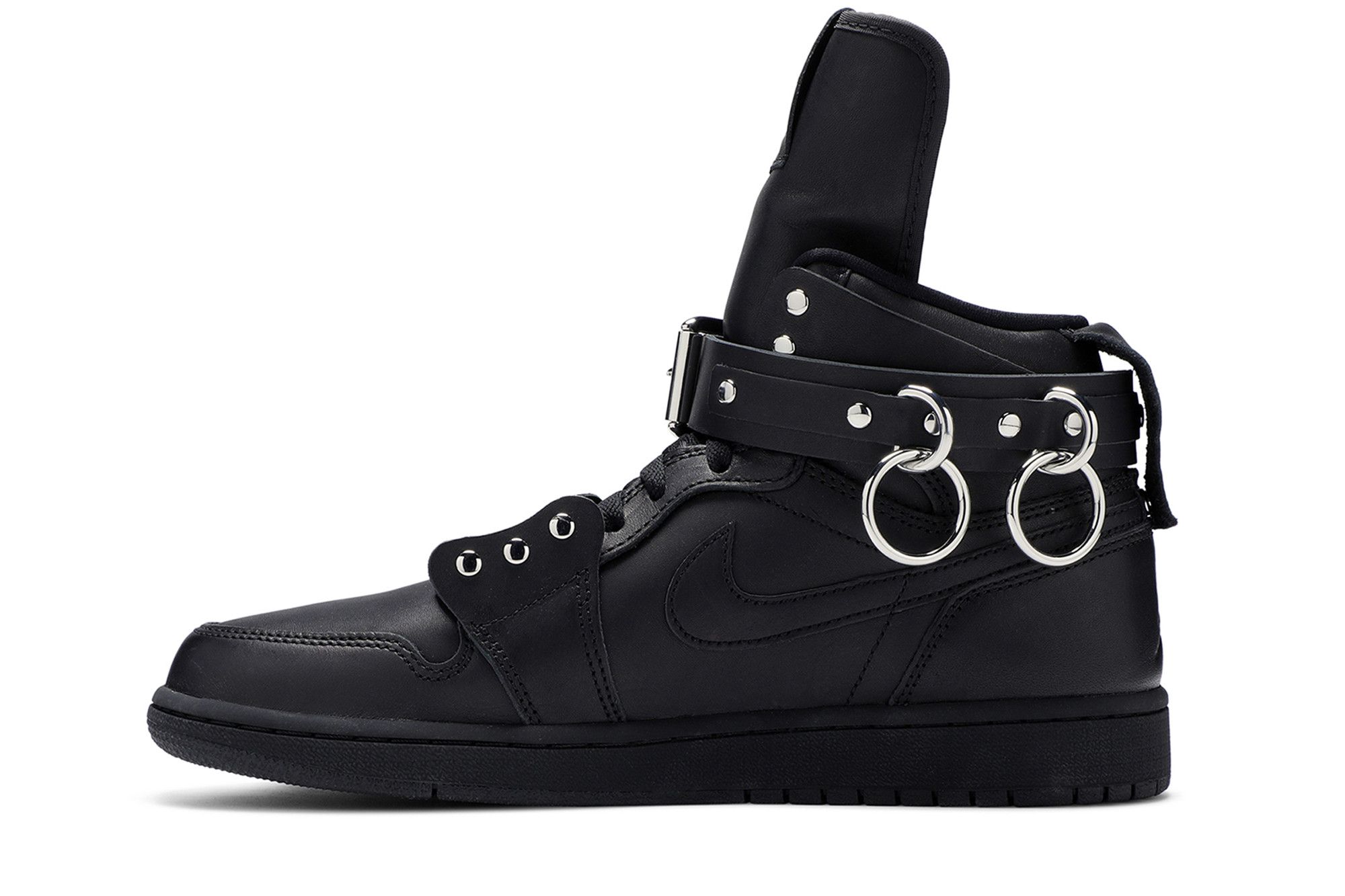 Size 5.0 Comme des Garçons x Air Jordan 1 Retro Strap High 'Black'
