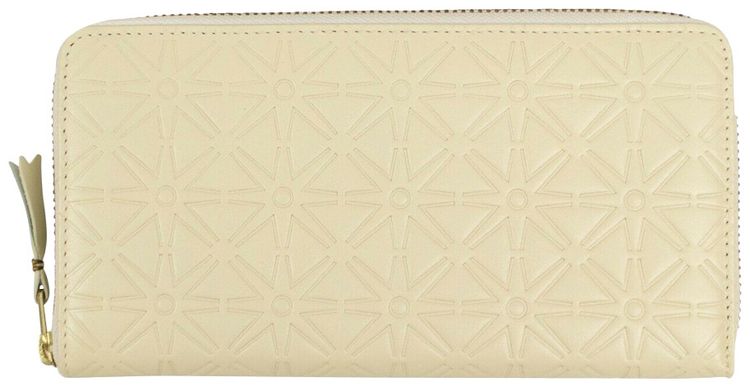 Comme des Garcons Leather Star Embossed Wallet Cream