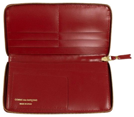 Comme des Garcons Leather Star Embossed Wallet Red