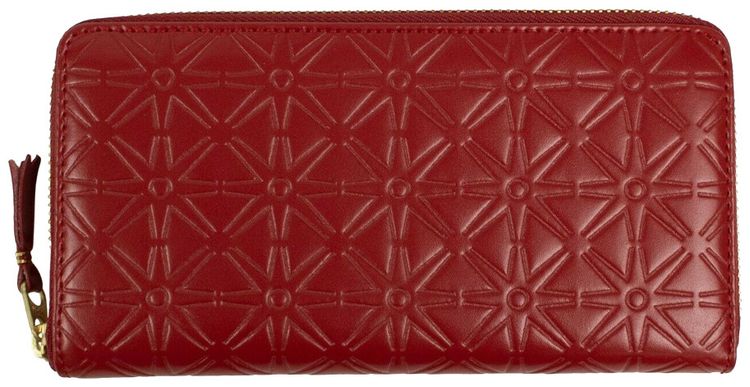 Comme des Garcons Leather Star Embossed Wallet Red