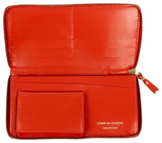 Comme des Garcons Leather Number Embossed Wallet Red