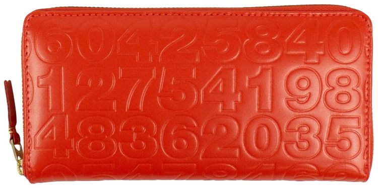 Comme des Garcons Leather Number Embossed Wallet Red