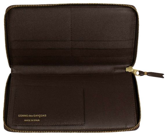 Comme des Garcons Leather Clover Embossed Wallet Brown