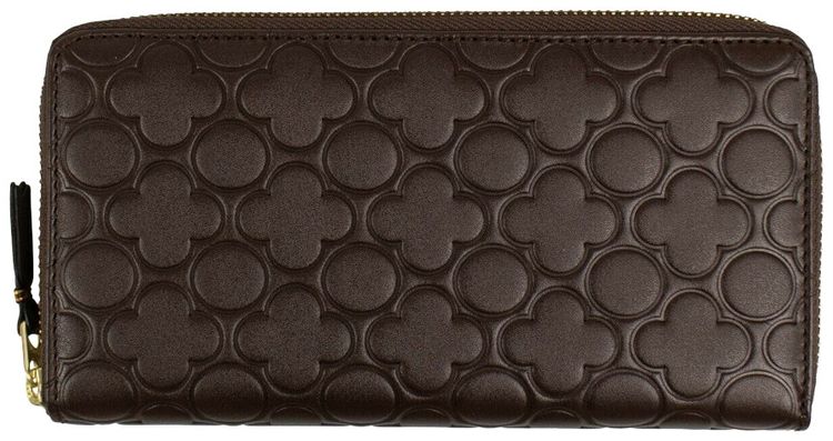 Comme des Garcons Leather Clover Embossed Wallet Brown