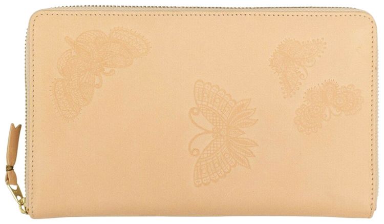 Comme des Garcons Leather Butterfly Travel Organizer Wallet Beige