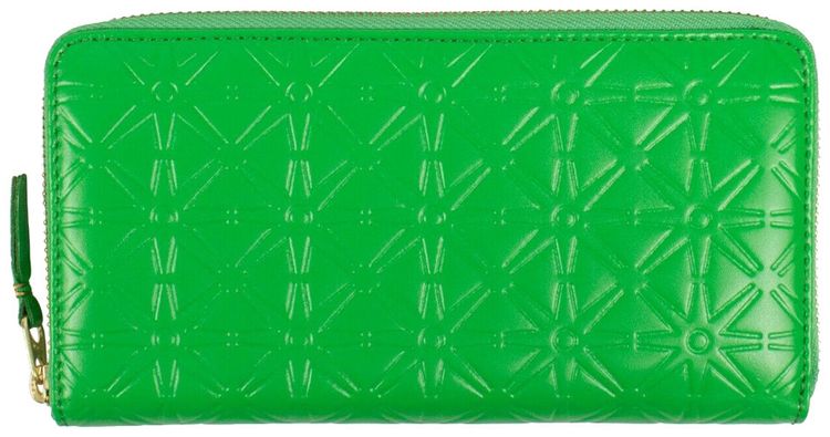 Comme des Garcons Leather Star Embossed Wallet Green