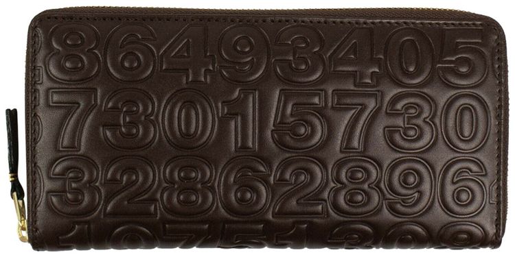 Comme des Garcons Leather Number Embossed Wallet Brown