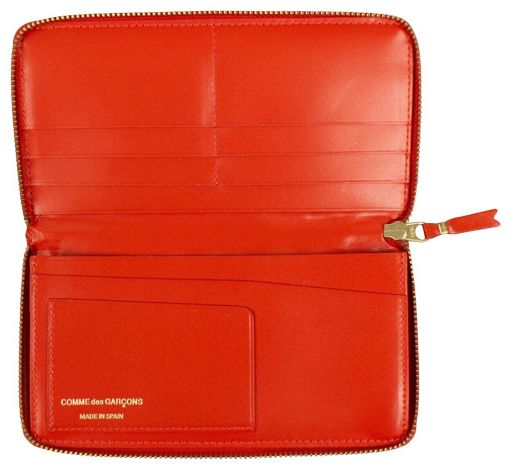 Comme des Garcons Leather Star Embossed Wallet Red