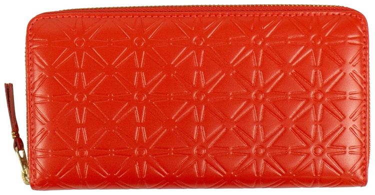 Comme des Garcons Leather Star Embossed Wallet Red
