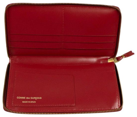 Comme des Garcons Leather Zip Around Wallet Red