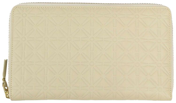 Comme des Garcons Leather Star Embossed Travel Organizer Wallet Cream