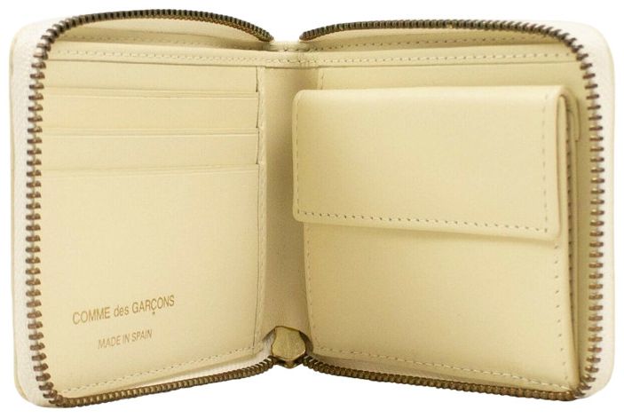 Comme des Garcons Leather Number Embossed Small Wallet Ivory
