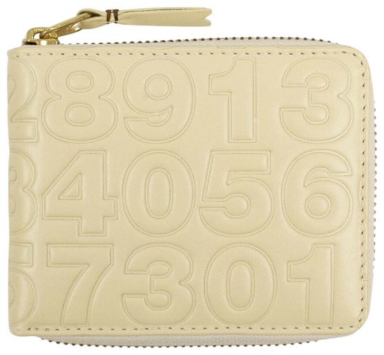 Comme des Garcons Leather Number Embossed Small Wallet Ivory