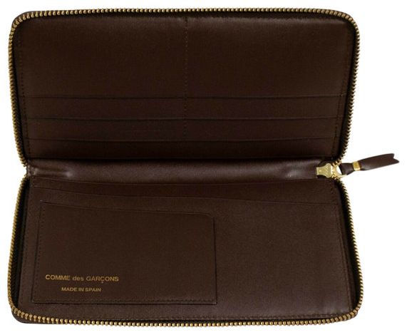 Comme des Garcons Leather Zip Around Wallet Brown