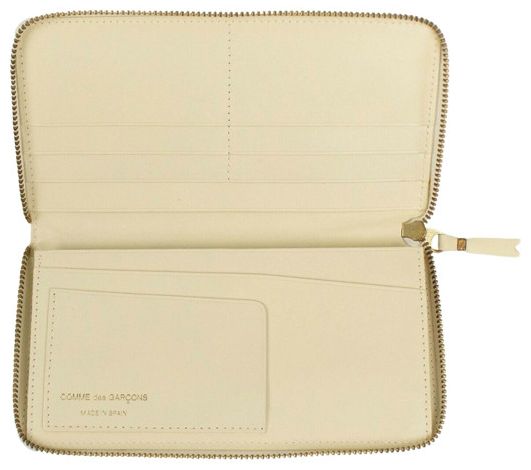 Comme des Garcons Leather Zip Around Wallet Ivory