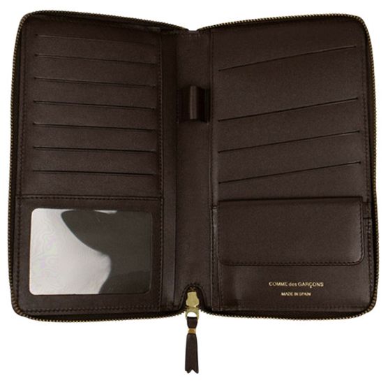 Comme des Garcons Leather Travel Organizer Wallet Brown