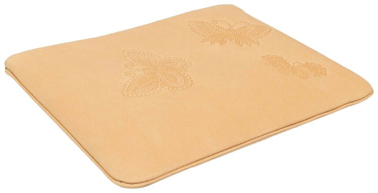 Comme des Garcons Leather Butterfly Embossed Pouch Wallet Beige