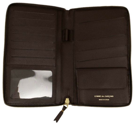 Comme des Garcons Leather Star Embossed Travel Organizer Wallet Brown