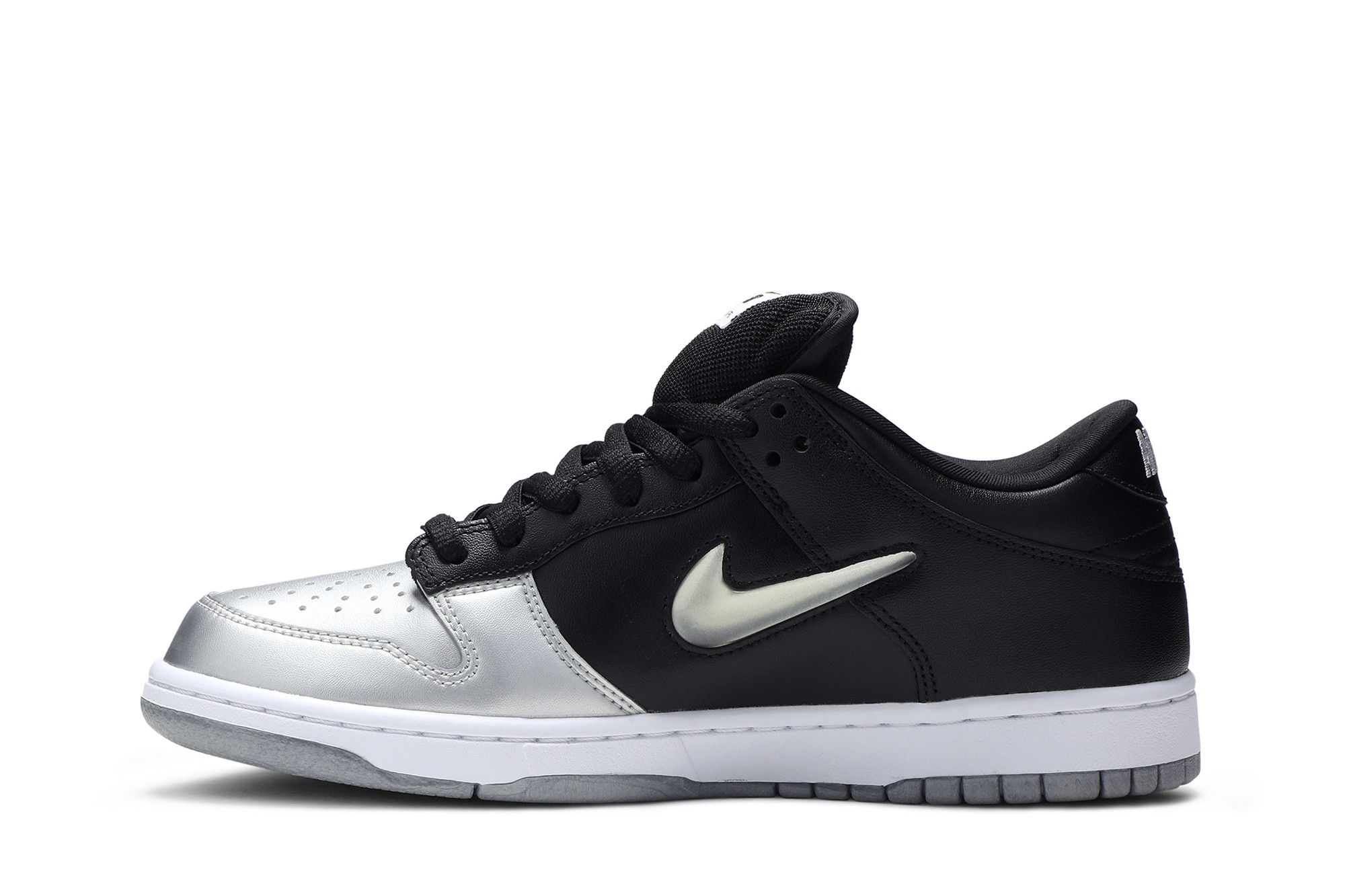 Supreme x nike sb dunk low metallic silver deals