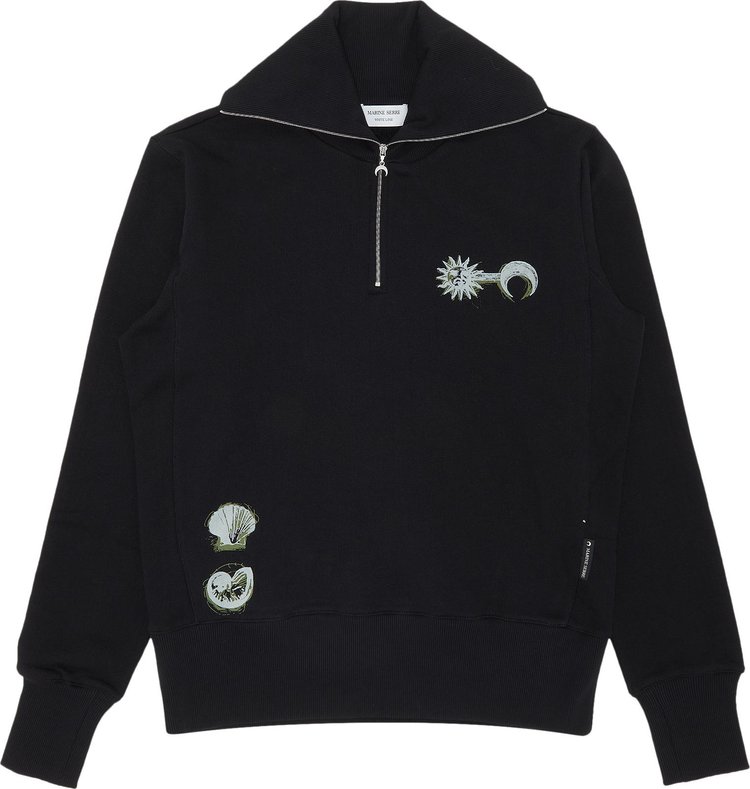 Marine Serre Ouroboros Print Half Zip Sweater 'Black'