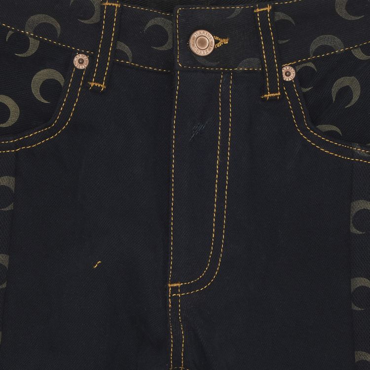 Marine Serre Moon Denim Straight Fit Trousers Black