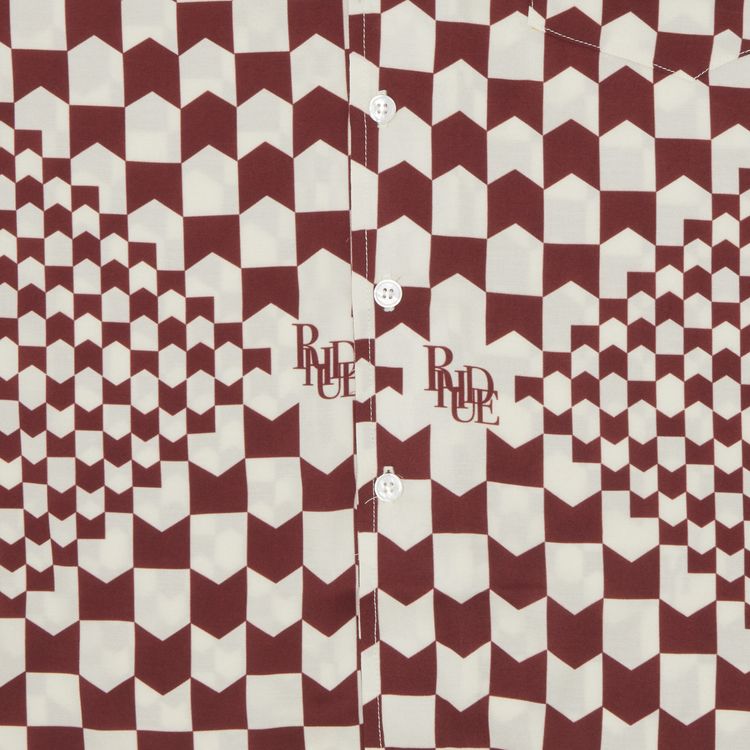 Rhude Rayon Checker Button Up RedCreme