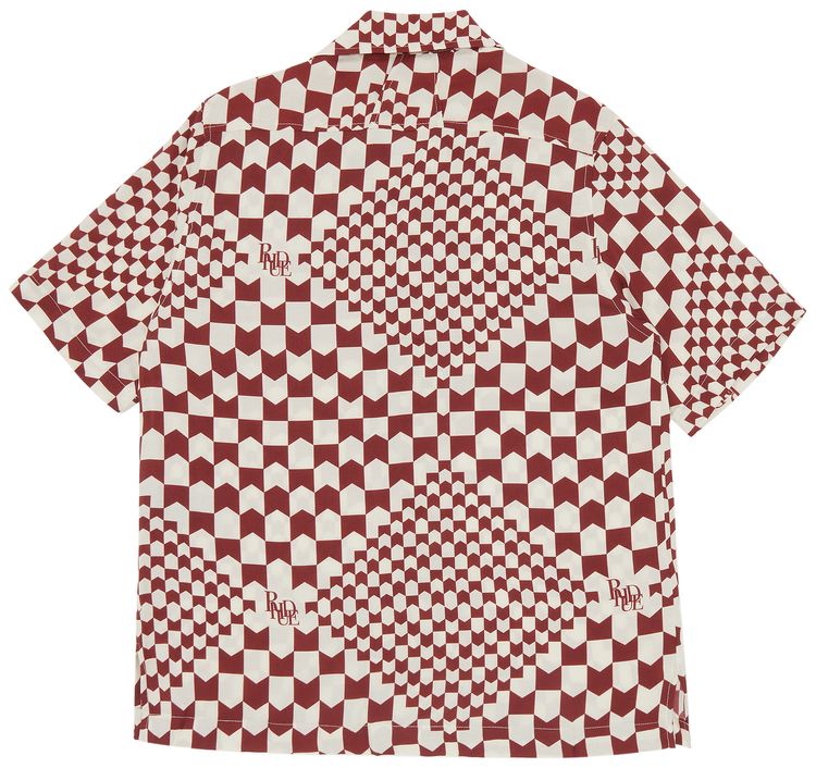 Rhude Rayon Checker Button Up RedCreme