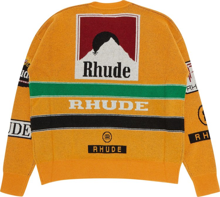 Rhude Ayrton Knit Crewneck MustardGreenBlackWhiteRed