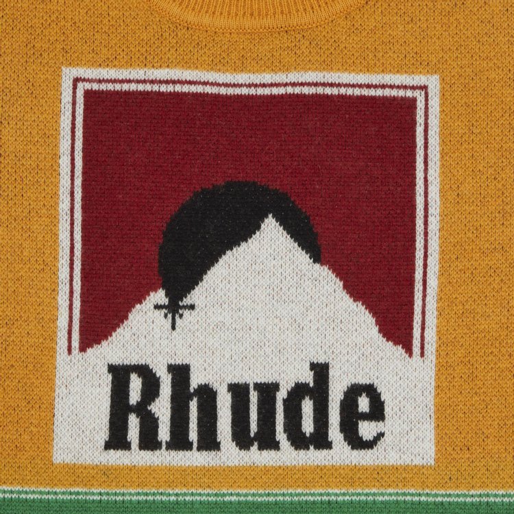 Rhude Ayrton Knit Crewneck MustardGreenBlackWhiteRed