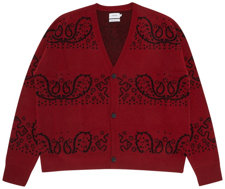 Rhude Bandana Knit Cardigan RedBlack