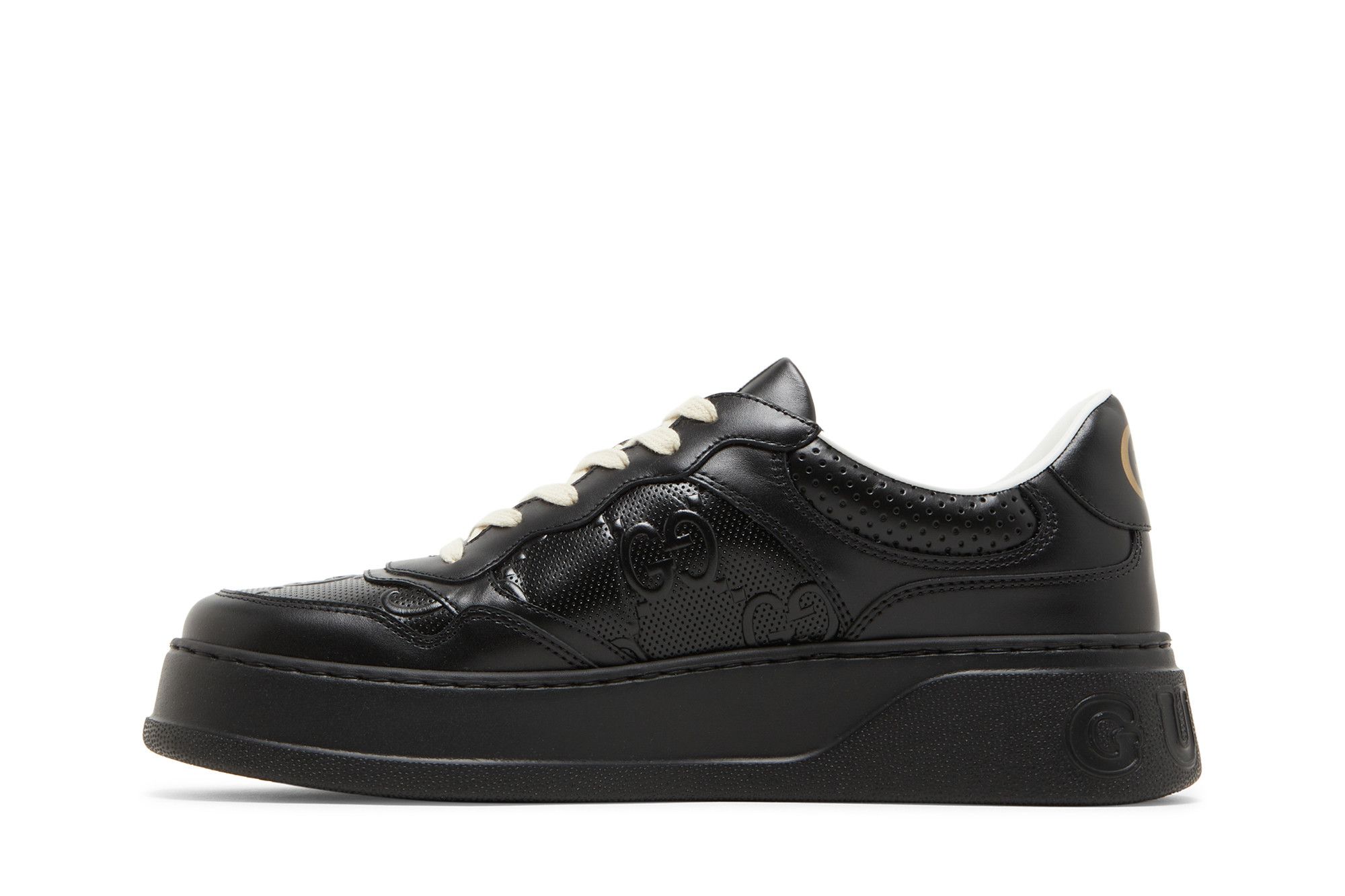 GUCCI 黒 ロゴプレート付きストラップ　ヒールゴム要交換 格安 Buy Gucci GG Embossed Sneaker 'Black' - 669582 1XL10 1000 | GOAT
