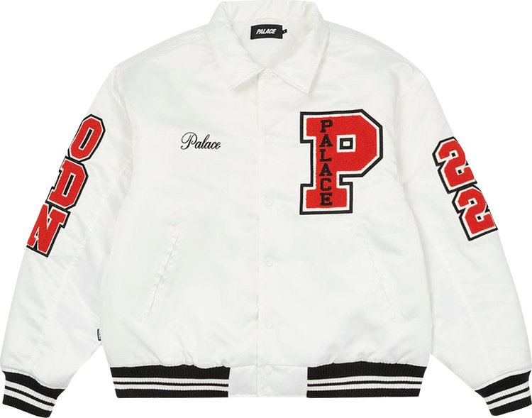 Palace Satin Varsity Jacket 'White'