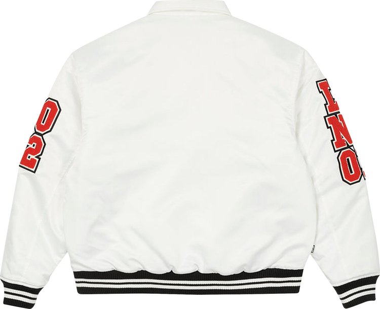 Palace Satin Varsity Jacket White