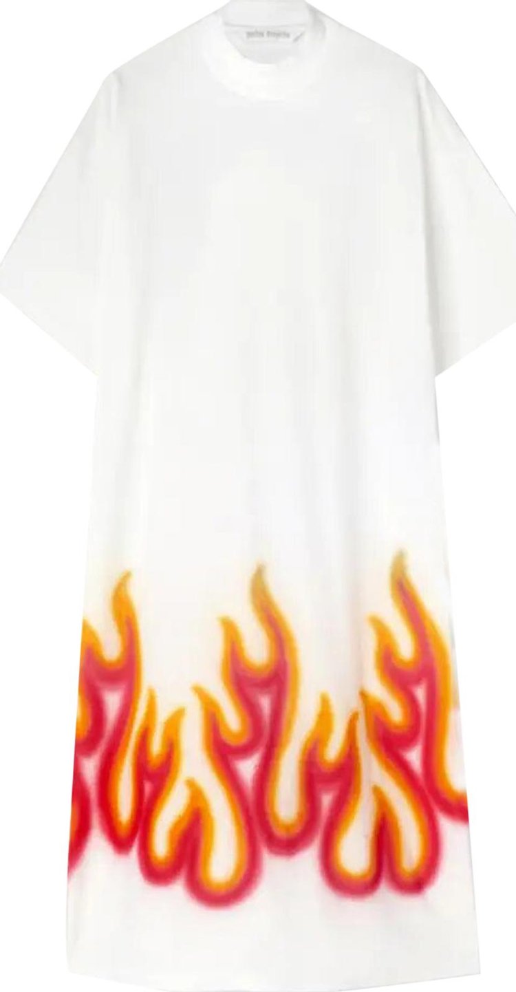 Palm Angels Burning T Dress Off WhiteRed